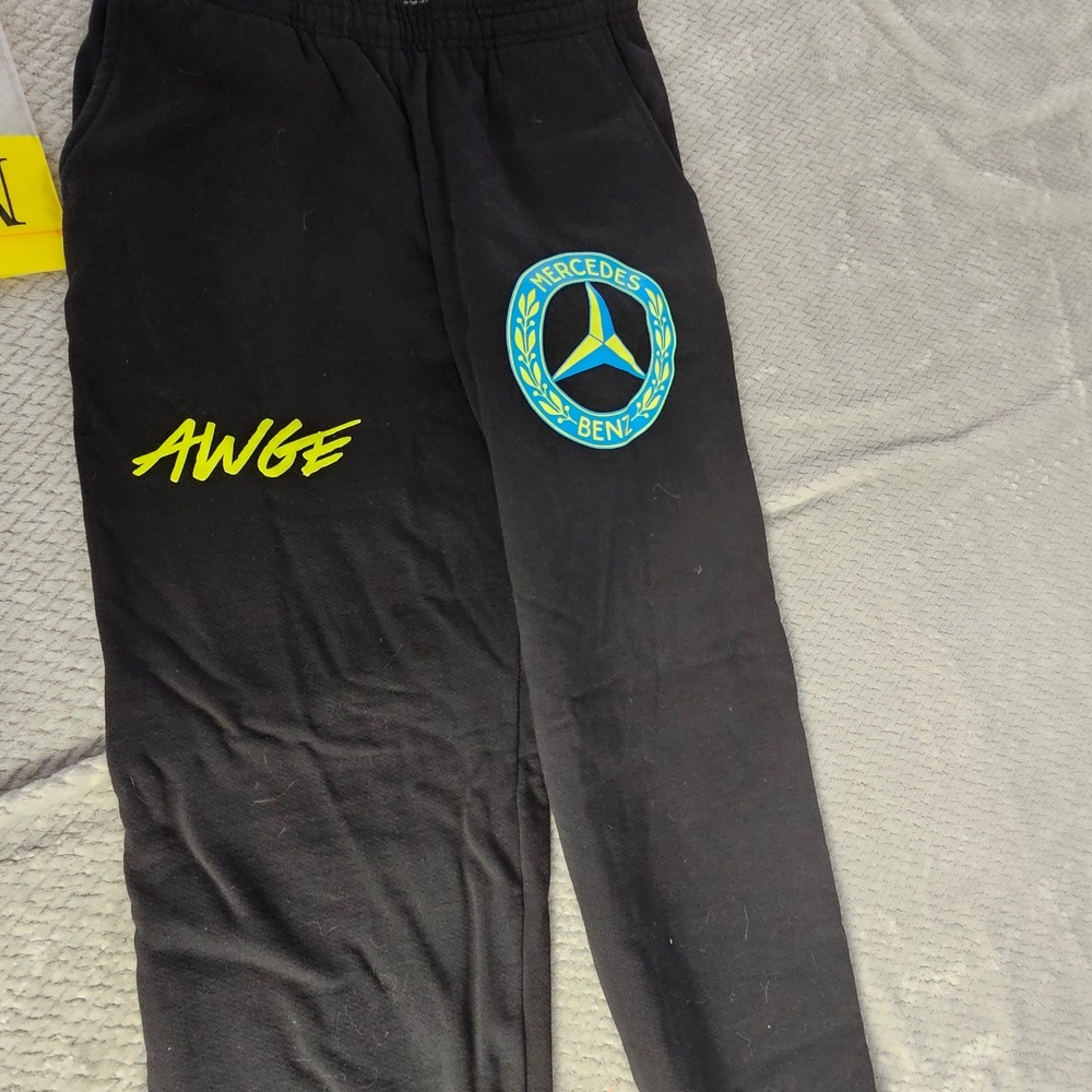 AWGE Sweatpants Mens Medium Black Mercedes Benz Graphic A$AP USA Streetwear NWOT